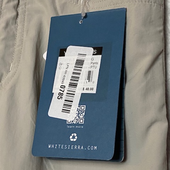 🍍White Sierra NWT Girls Beige Cargo Roll Up Pants - Picture 5 of 8
